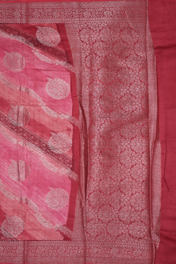 Chanderi Cotton Saree In Red With Allover Design