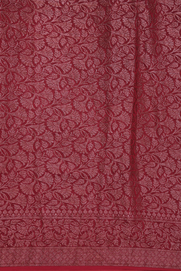 Chanderi Cotton Saree In Red With Allover Design