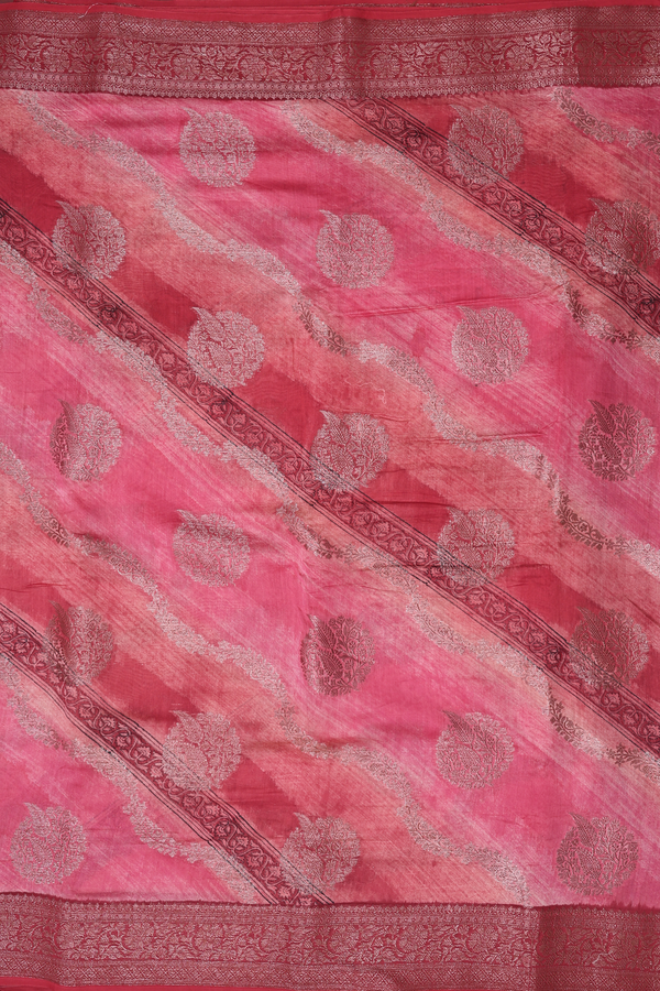 Chanderi Cotton Saree In Red With Allover Design