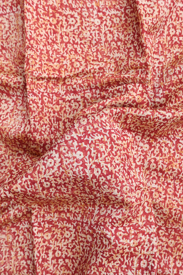 Chanderi Cotton Saree In Rust Red With Allover Design