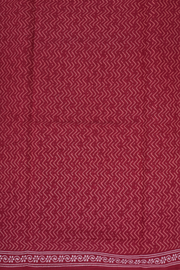 Chanderi Cotton Saree In Rust Red With Printed Design