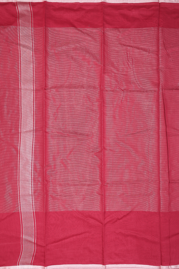 Chanderi Cotton Saree In Scarlet Red With Stripes Design