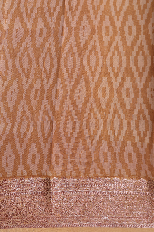 Chanderi Cotton Saree In Shades Of Brown With Floral Design