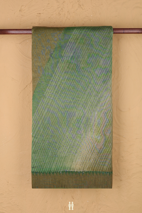 Chanderi Cotton Saree In Shades Of Green With Diagonal Design