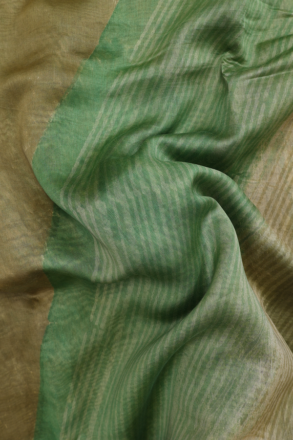Chanderi Cotton Saree In Shades Of Green With Diagonal Design