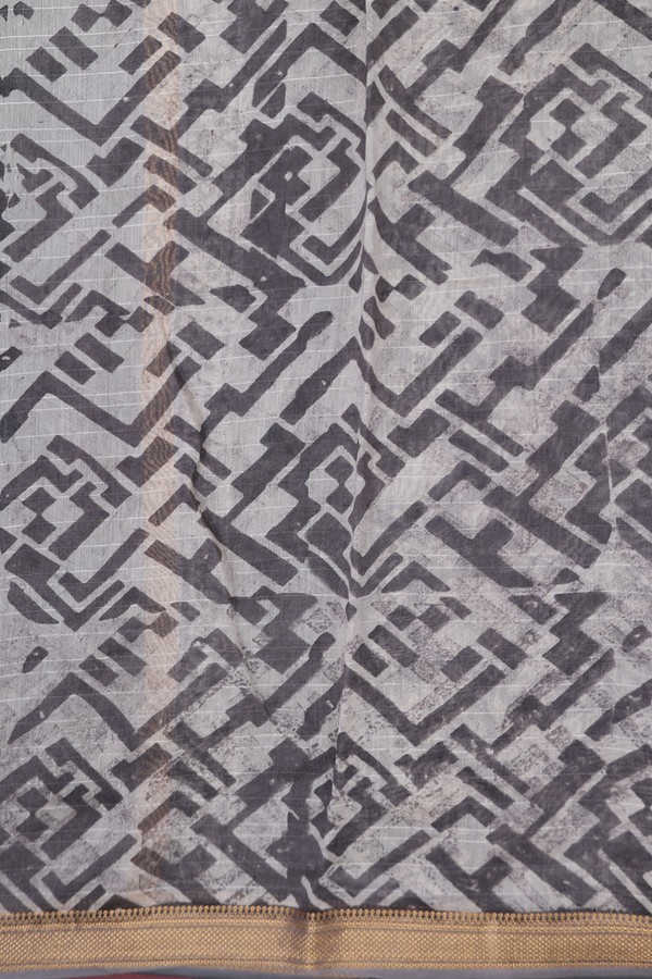 Chanderi Cotton Saree In Shades Of Grey With Floral Design