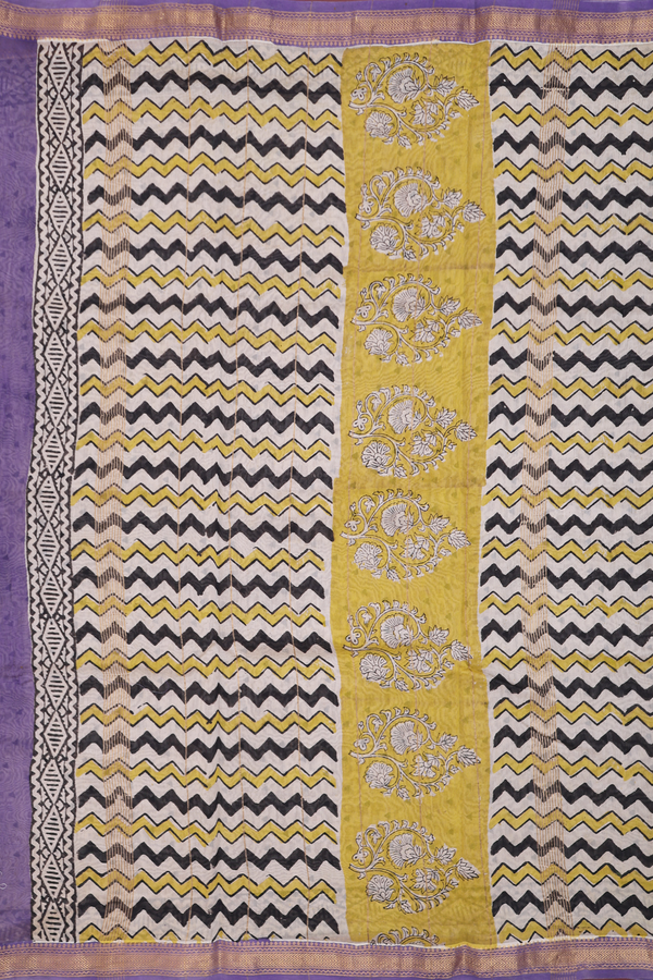 Chanderi Cotton Saree In Violet With Paisley Design