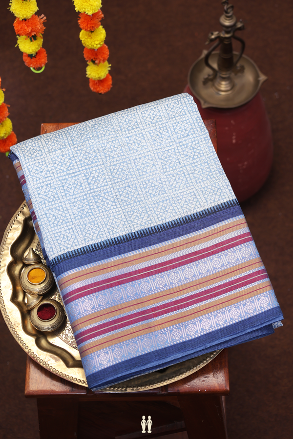 Chanderi Cotton Saree In White With Printed Design