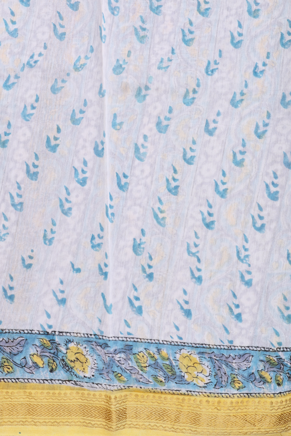 Chanderi Cotton Saree In Yellow With Floral Design