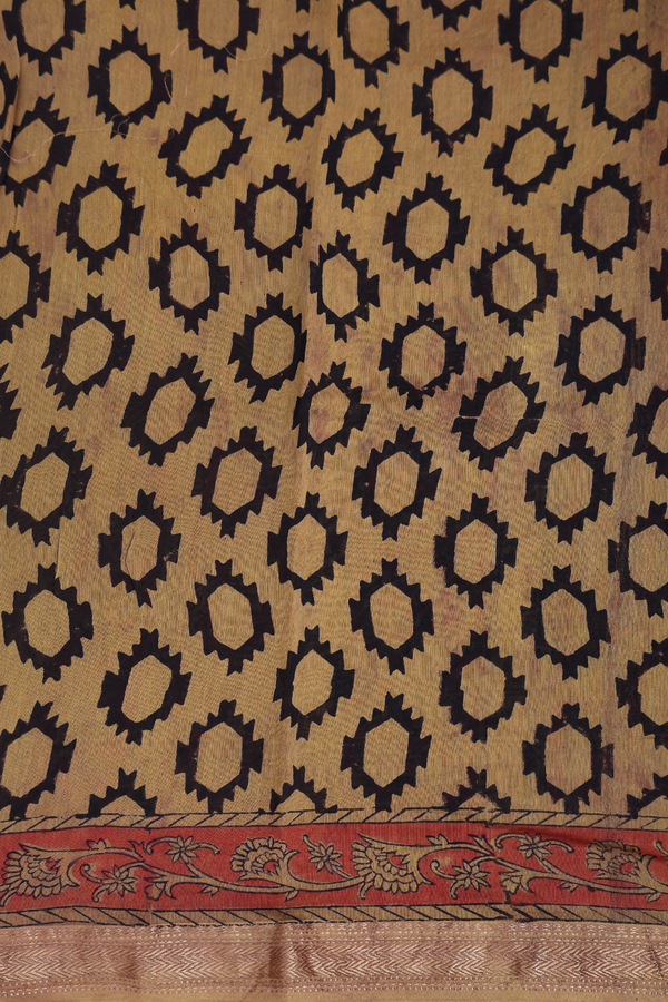 Chanderi Cotton Saree In Yellow With Floral Design
