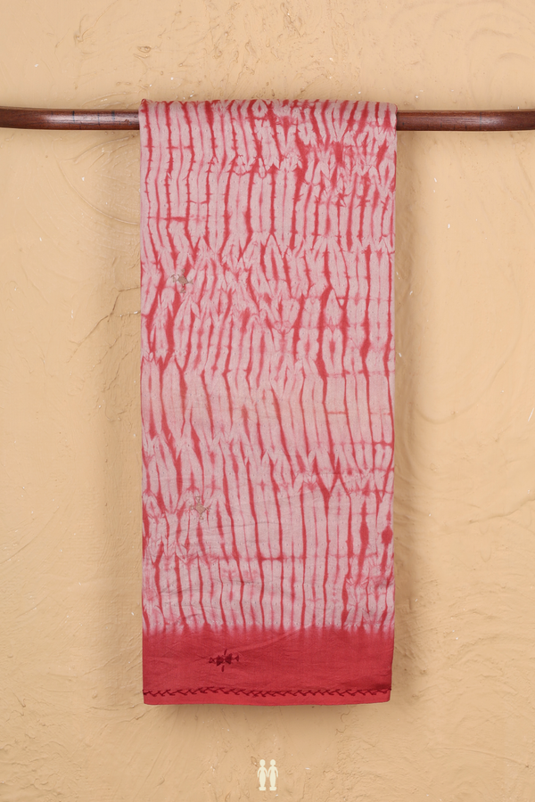 Chanderi Silk Cotton Saree In Red With Shibori Design