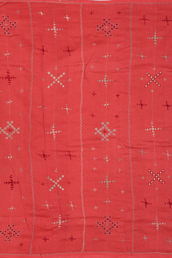 Chanderi Silk Cotton Saree In Red With Shibori Design