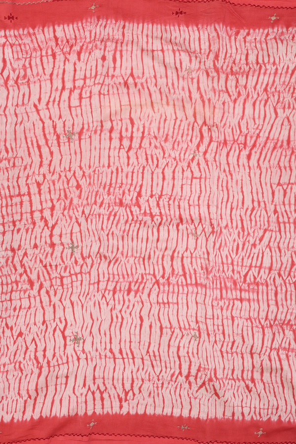 Chanderi Silk Cotton Saree In Red With Shibori Design