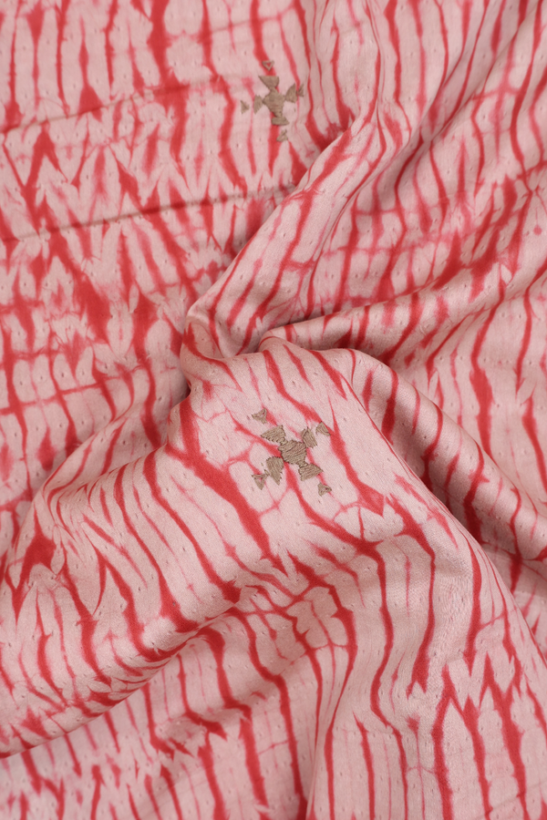 Chanderi Silk Cotton Saree In Red With Shibori Design