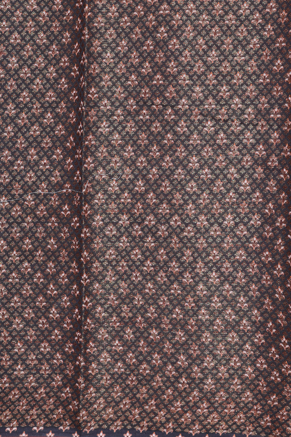 Chanderi Silk Cotton Saree Charcoal Grey With Printed Design