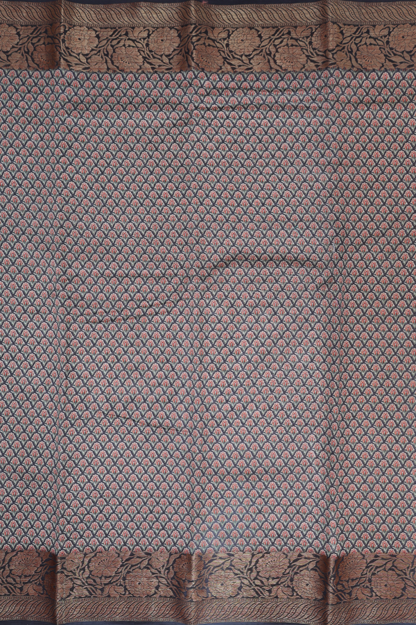 Chanderi Silk Cotton Saree Charcoal Grey With Printed Design