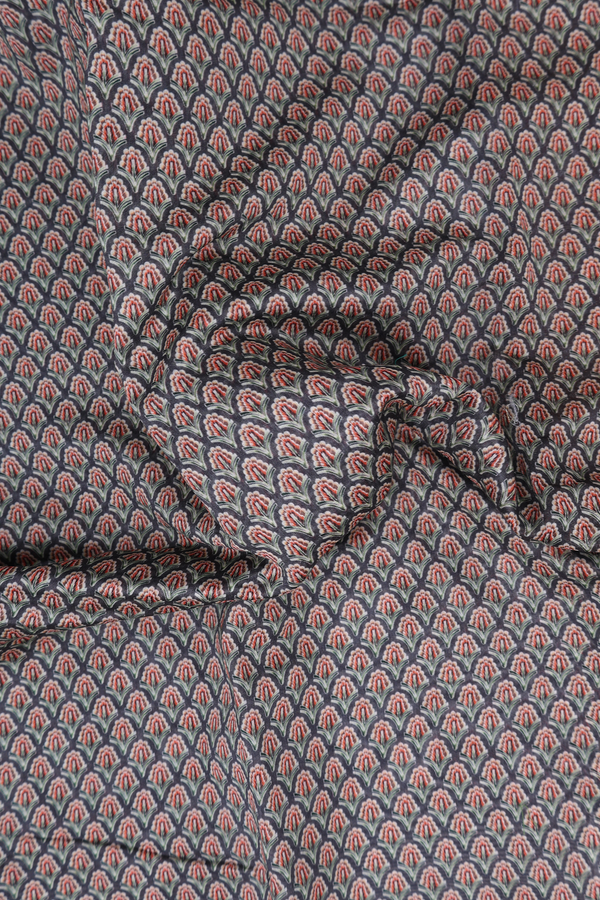 Chanderi Silk Cotton Saree Charcoal Grey With Printed Design