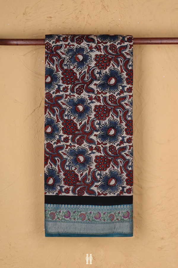 Chanderi Silk Cotton Saree In Beige With Floral Design