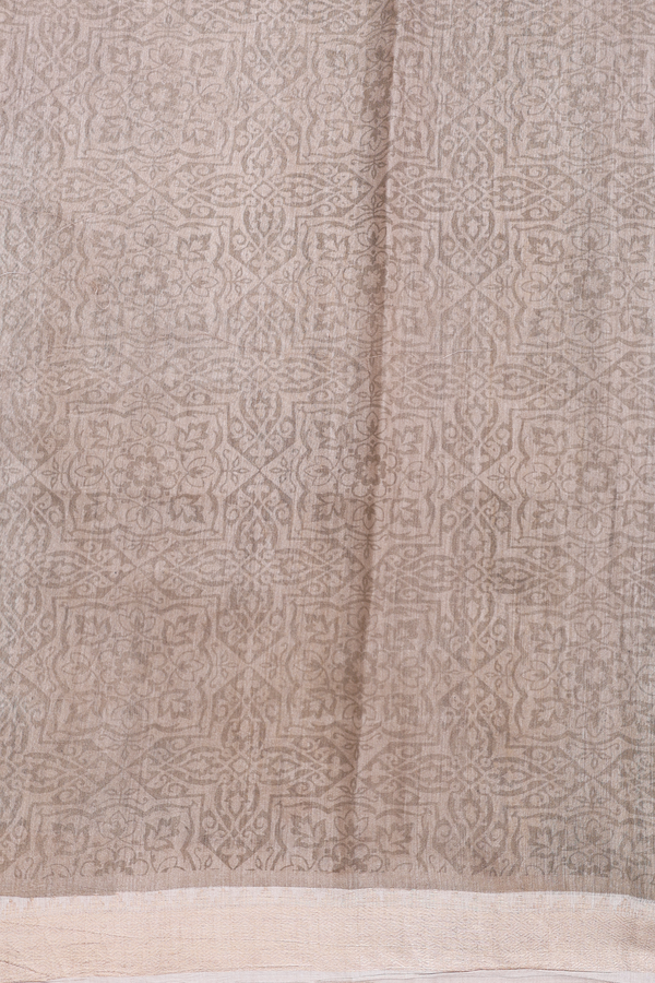 Chanderi Silk Cotton Saree In Beige With Floral Design