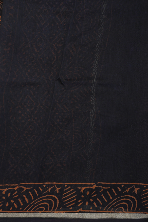 Chanderi Silk Cotton Saree In Black With Allover Buttas