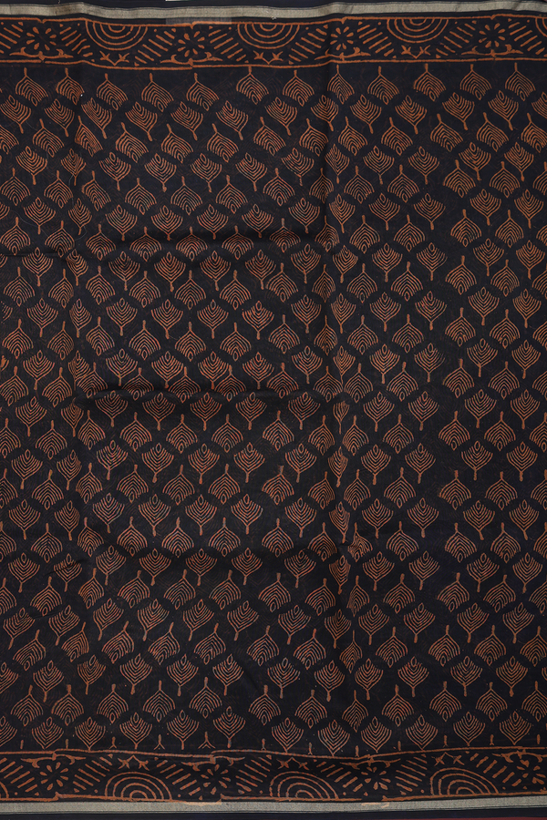 Chanderi Silk Cotton Saree In Black With Allover Buttas