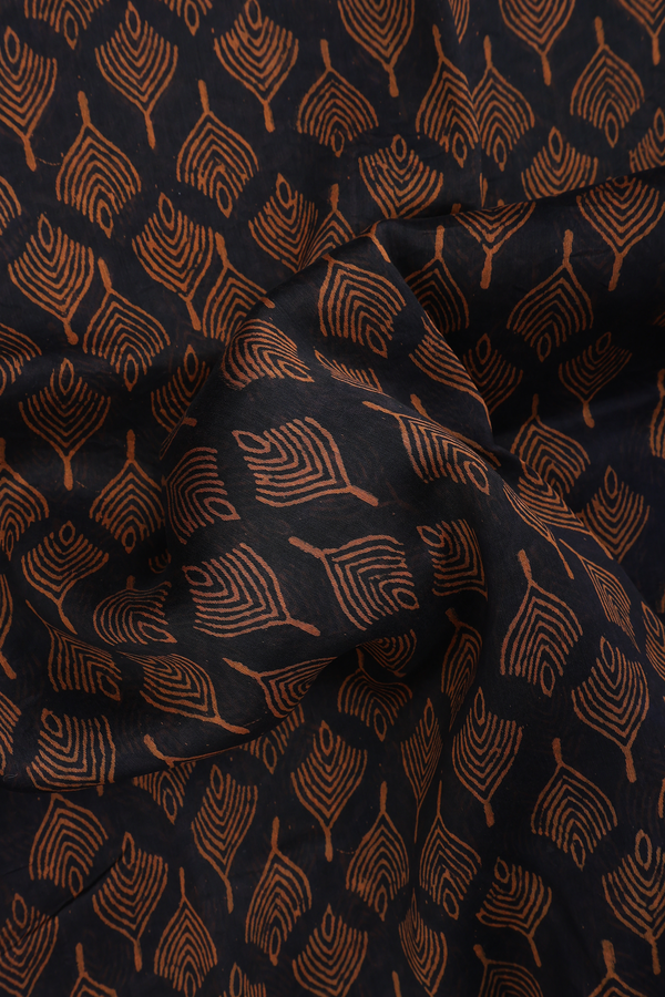 Chanderi Silk Cotton Saree In Black With Allover Buttas