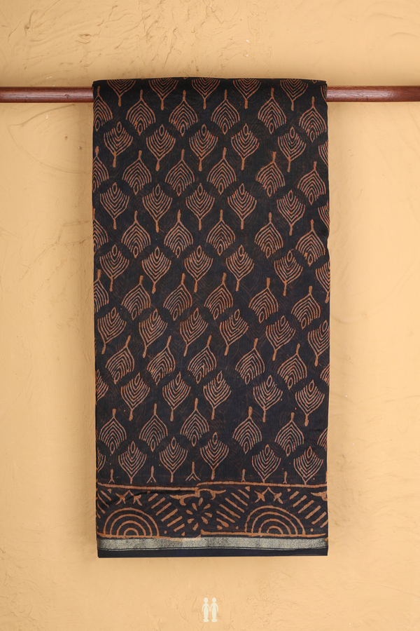 Chanderi Silk Cotton Saree In Black With Allover Buttas