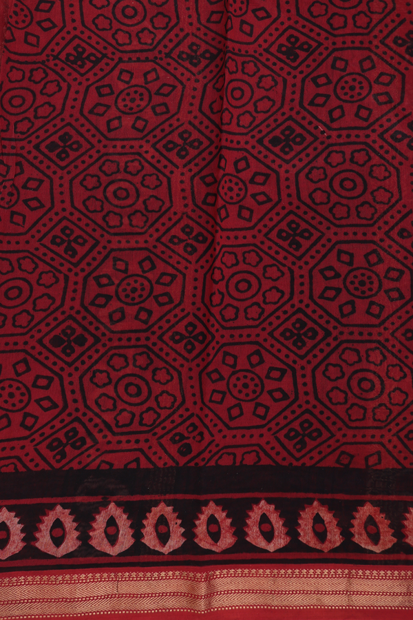 Chanderi Silk Cotton Saree In Black With Floral Design