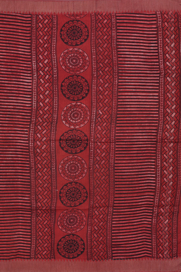 Chanderi Silk Cotton Saree In Black With Printed Design