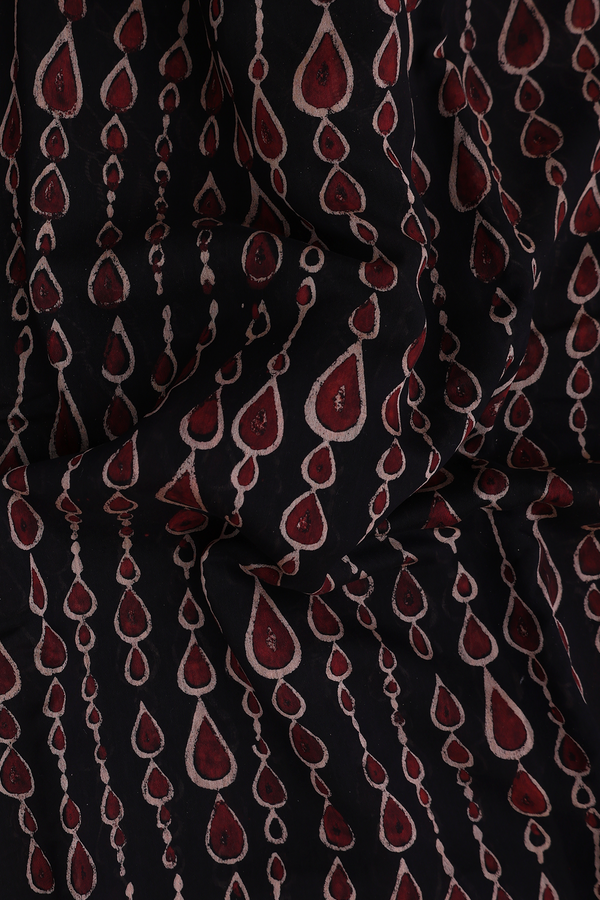 Chanderi Silk Cotton Saree In Black With Printed Design