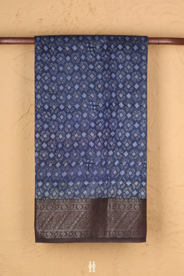 Chanderi Silk Cotton Saree In Blue With Printed Design