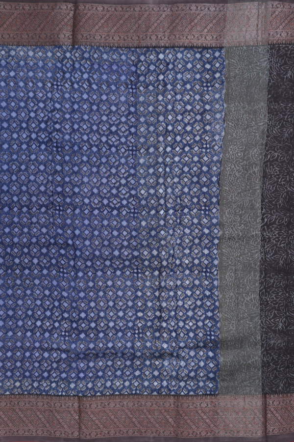 Chanderi Silk Cotton Saree In Blue With Printed Design