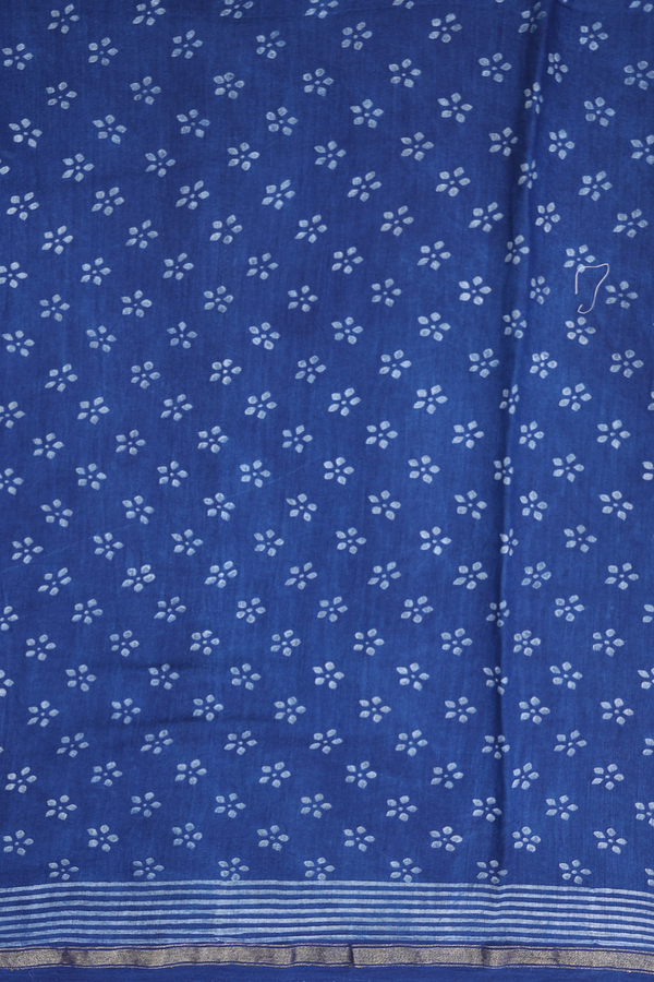 Chanderi Cotton Saree In Blue With Printed Design