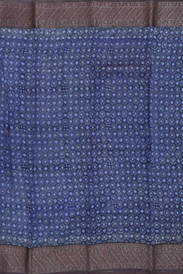Chanderi Silk Cotton Saree In Blue With Printed Design