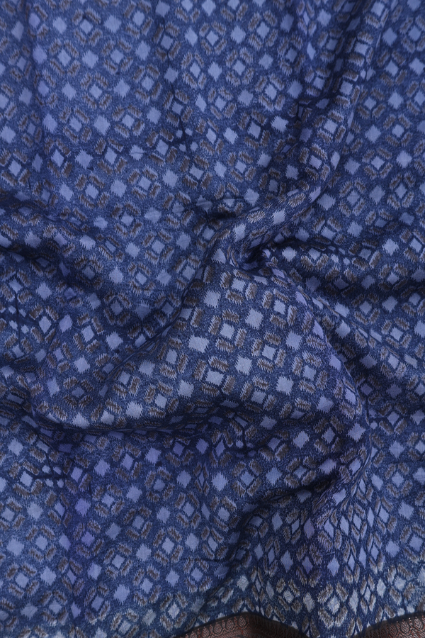 Chanderi Silk Cotton Saree In Blue With Printed Design
