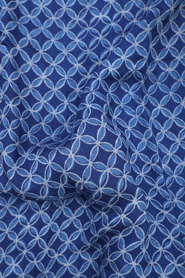 Chanderi Cotton Saree In Blue With Printed Design