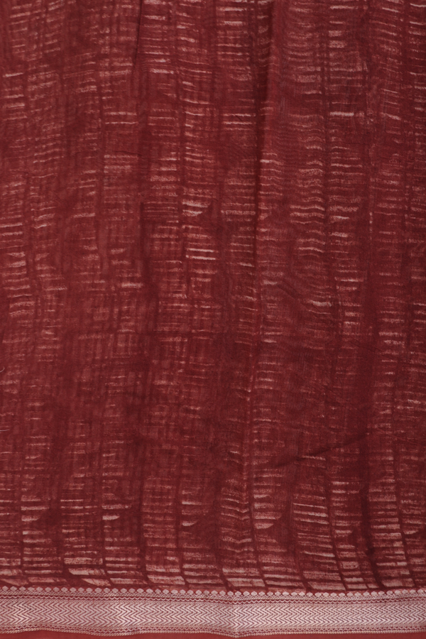 Chanderi Silk Cotton Saree In Brick Brown With Floral Buttas