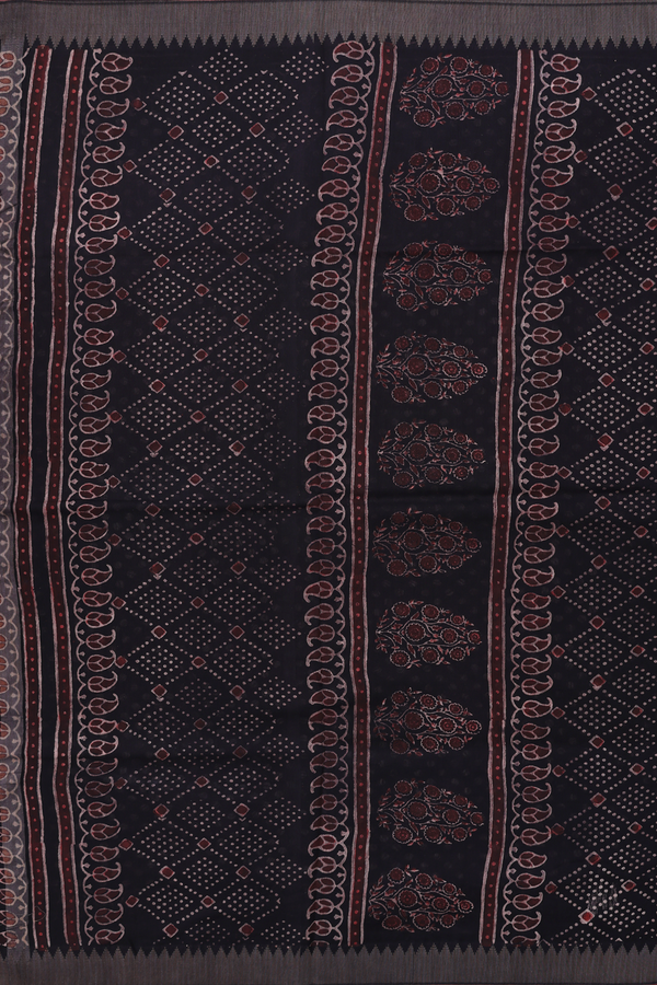 Chanderi Silk Cotton Saree In Brick Red With Printed Design