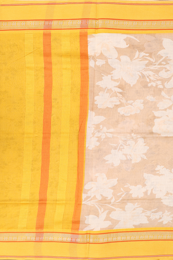 Chanderi Silk Cotton Saree In Brown With Floral Design