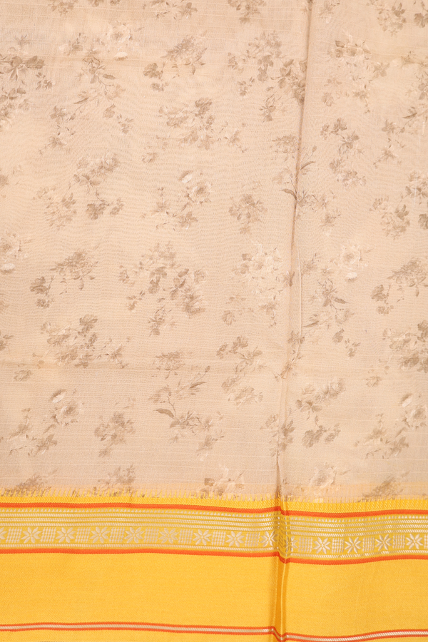 Chanderi Silk Cotton Saree In Brown With Floral Design