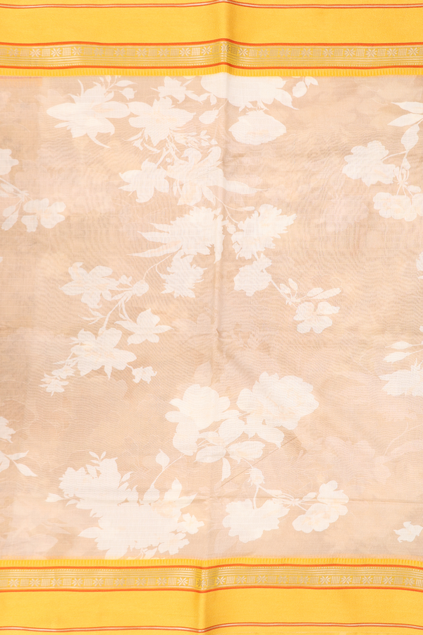 Chanderi Silk Cotton Saree In Brown With Floral Design