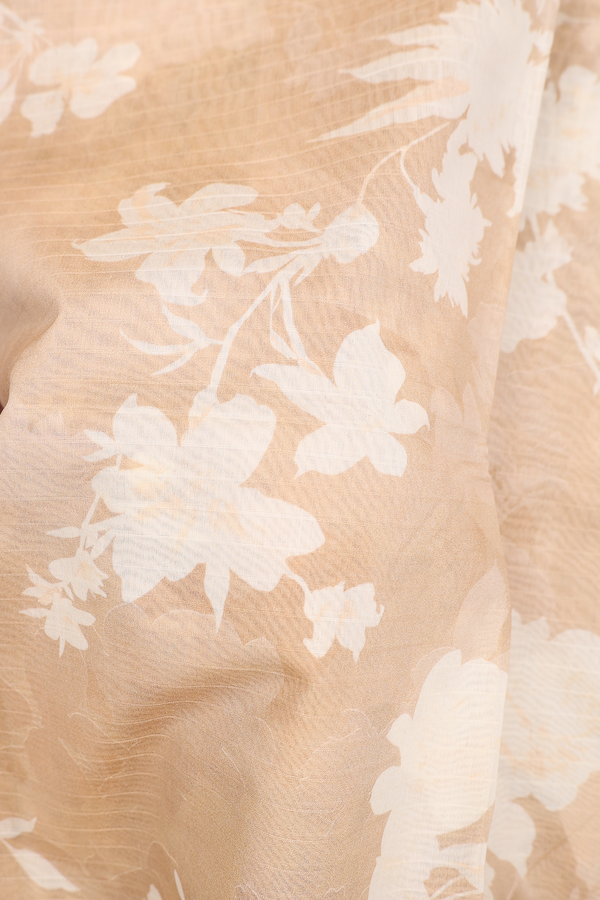 Chanderi Silk Cotton Saree In Brown With Floral Design