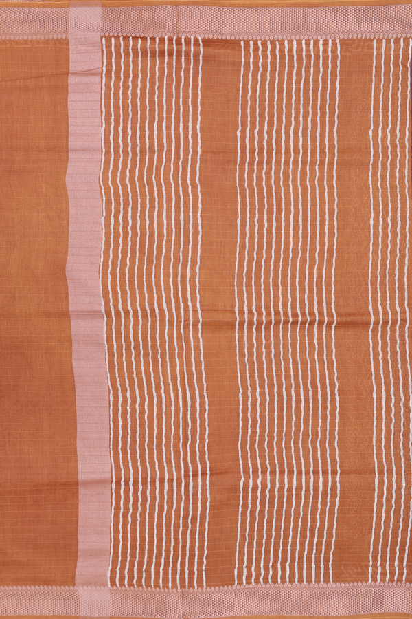 Chanderi Cotton Saree In Brown With Paisley Design