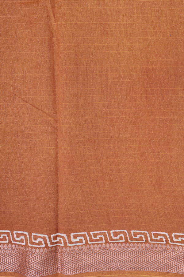 Chanderi Cotton Saree In Brown With Paisley Design