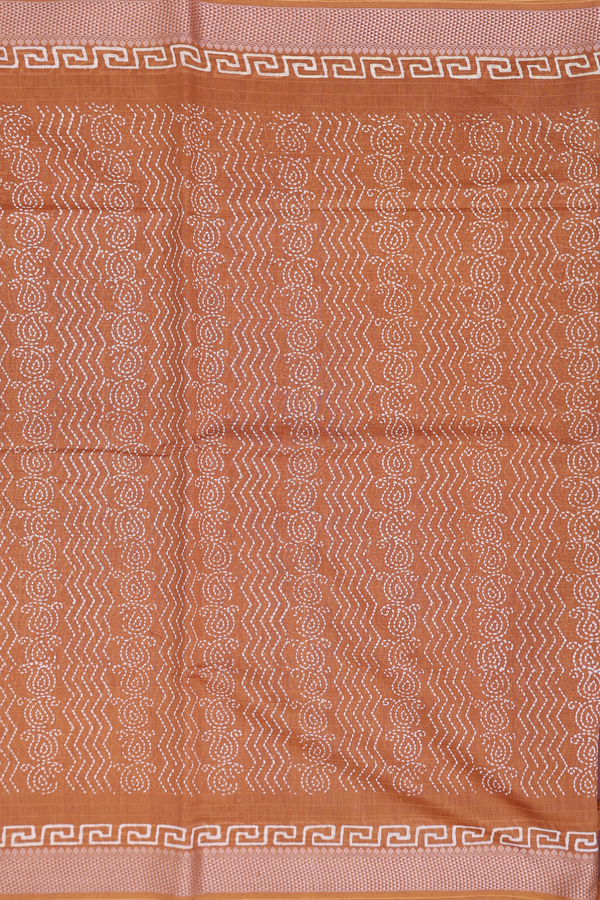 Chanderi Cotton Saree In Brown With Paisley Design