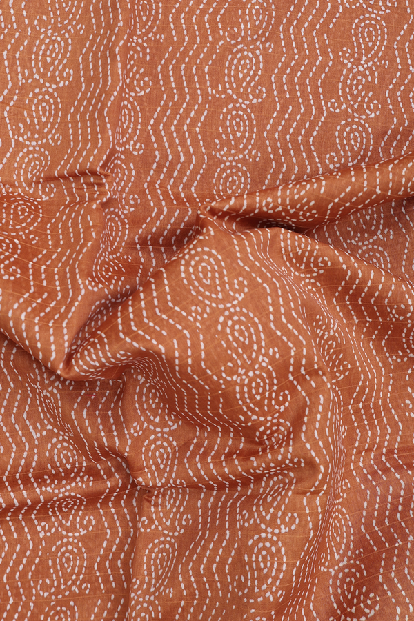 Chanderi Cotton Saree In Brown With Paisley Design