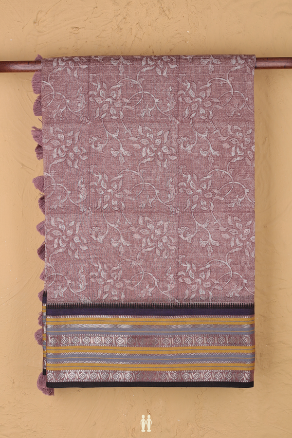 Chanderi Silk Cotton Saree In Brown With Printed Design