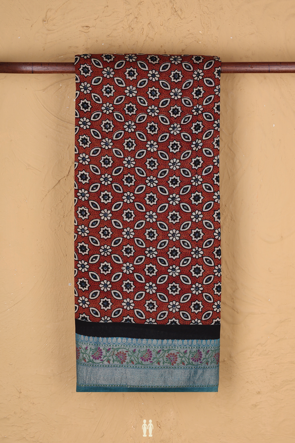 Chanderi Silk Cotton Saree In Brown With Printed Design