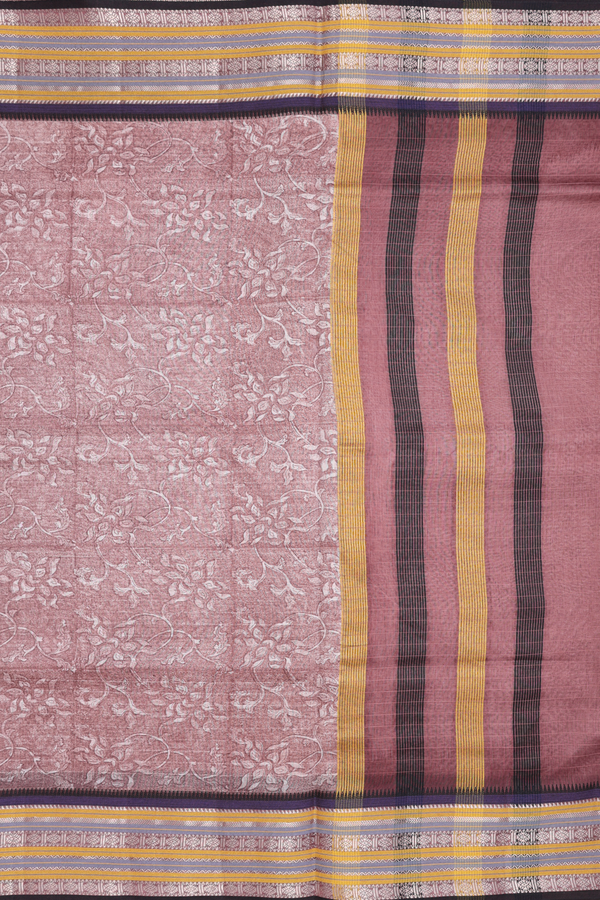 Chanderi Silk Cotton Saree In Brown With Printed Design