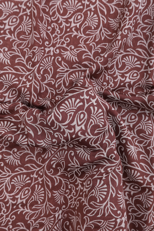 Chanderi Silk Cotton Saree In Brown With Printed Design
